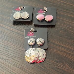 Paparazzi Silver and Pink Earrings Set